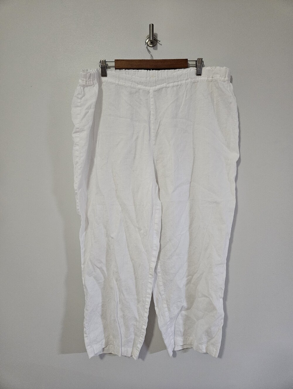 Eileen Fisher Organic Linen Crop Pants Pull On Elastic Waist 1X